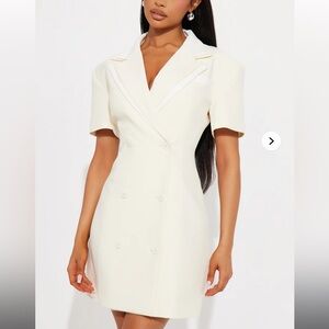 Elegant Cream Double-Breasted Dress